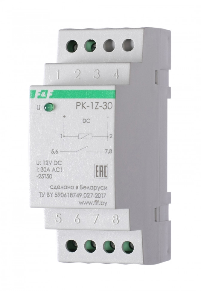 Реле промежуточный электромагнитный (Ампер-30 / Волт-12 AC/DC / Контакт-1NO) PK-1Z-30-12 фото 1 &mdash; Multielectrika