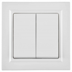 Выключатель двухклавишный 10А в сборе IEK Brite ВСР10-2-0-БрБ белый &mdash; Multielectrika