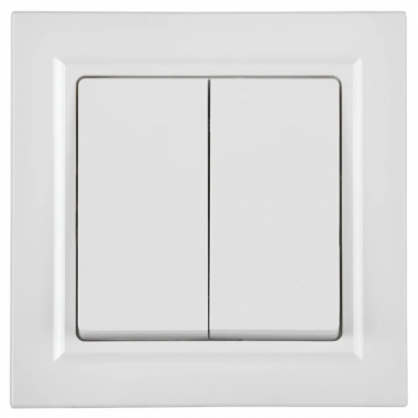 Выключатель двухклавишный 10А в сборе IEK Brite ВСР10-2-0-БрБ белый — Multielectrika