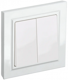 Выключатель двухклавишный 10А в сборе IEK Brite ВСР10-2-0-БрБ белый &mdash; Multielectrika