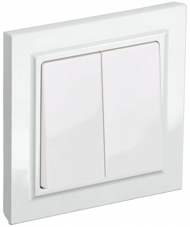 Выключатель двухклавишный 10А в сборе IEK Brite ВСР10-2-0-БрБ белый — Multielectrika