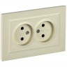 Розетка двойная без заземления без защитных шторок 10А в сборе IEK Brite РС12-2-БрКр бежевая