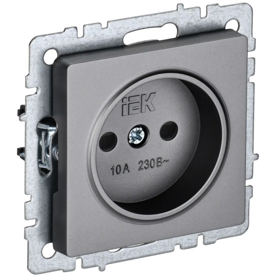 Розетка без заземления с защитными шторками 10А IEK Brite РСш10-2-БрС сталь фото 1 — Multielectrika