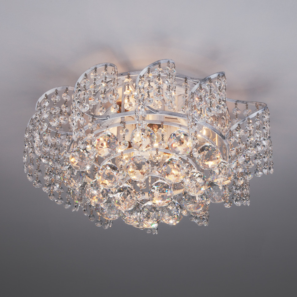 Потолочная люстра с хрусталем 16017/6 белый с серебром фото 1 — Multielectrika