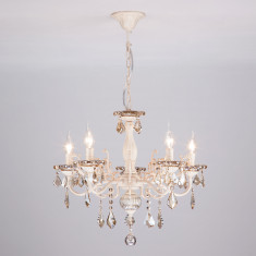 Подвесная люстра с хрусталем в классическом стиле 3281/5 белый с золотом / тонированный хрусталь &mdash; Multielectrika