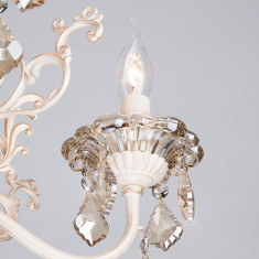 Подвесная люстра с хрусталем в классическом стиле 3281/5 белый с золотом / тонированный хрусталь &mdash; Multielectrika