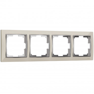 Рамка из пластика на 4 поста Snabb слоновая кость/хром W0041903 — Multielectrika