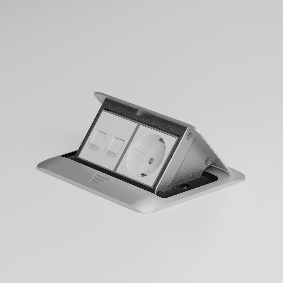 W8074065/ Выдвижной блок (Лючок) на 4 модуля (серебряный) W8074065 фото 1 — Multielectrika