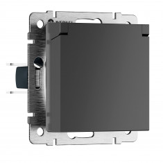 Розетка влагозащ. с зазем. с защит. крышкой и шторками N (графит матовый) W1171264 &mdash; Multielectrika