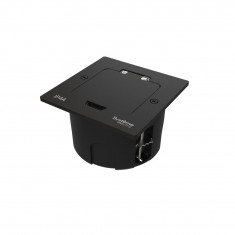 Лючок на 2 модуля Systeme Electric MultiDesk, цвет Черный матовый, IP44 с монтажной коробкой для стены, фальшпола, стола, тип MDK20 &mdash; Multielectrika