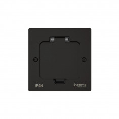 Лючок на 2 модуля Systeme Electric MultiDesk, цвет Черный матовый, IP44 с монтажной коробкой для стены, фальшпола, стола, тип MDK20 &mdash; Multielectrika