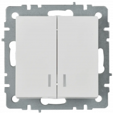 Выключатель двухклавишный с индикацией 10А IEK Brite ВС10-2-1-БрБ белый &mdash; Multielectrika