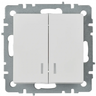 Выключатель двухклавишный с индикацией 10А IEK Brite ВС10-2-1-БрБ белый — Multielectrika