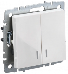 Выключатель двухклавишный с индикацией 10А IEK Brite ВС10-2-1-БрБ белый &mdash; Multielectrika