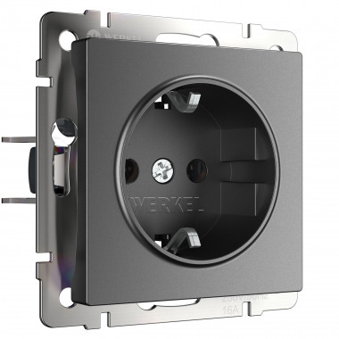 Розетка с заземлением и шторками (графит матовый) W1171164 &mdash; Multielectrika