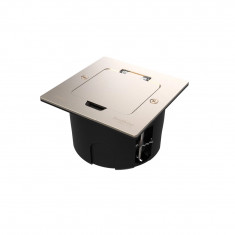 Лючок на 2 модуля Systeme Electric MultiDesk, цвет Никель, IP44 с монтажной коробкой для стены, фальшпола, стола, тип MDK20 &mdash; Multielectrika