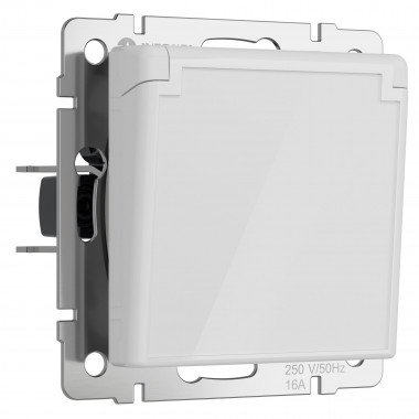 Розетка влагозащ. с зазем. с защит. крышкой и шторками (белый акрил) W1171241 &mdash; Multielectrika