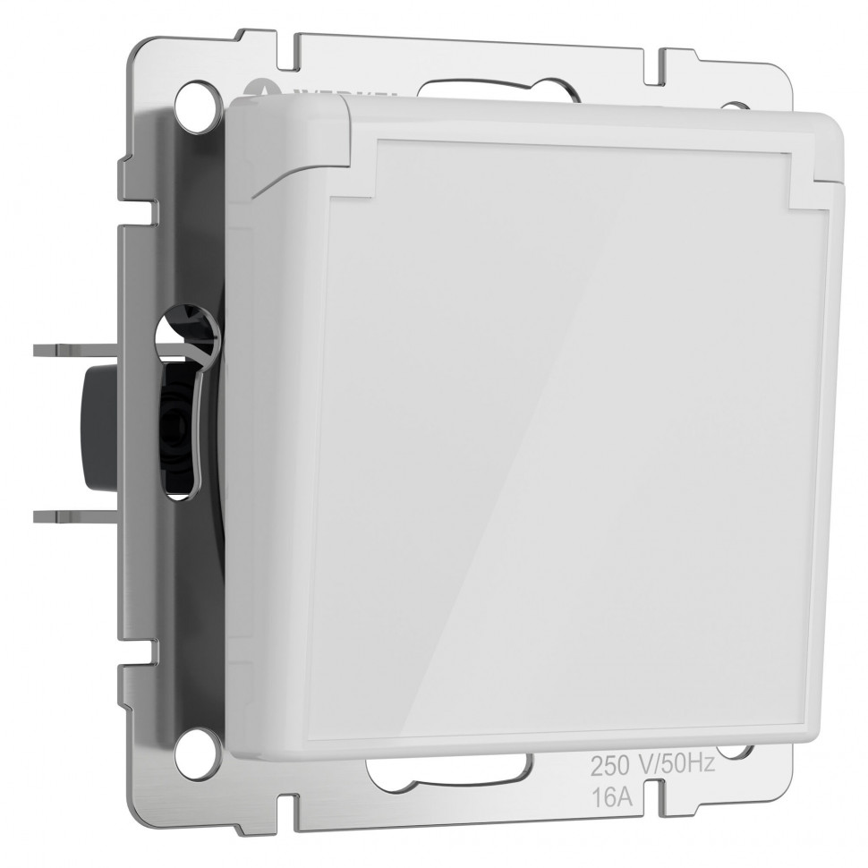 Розетка влагозащ. с зазем. с защит. крышкой и шторками (белый акрил) W1171241 фото 1 &mdash; Multielectrika