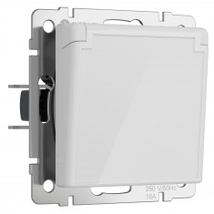 Розетка влагозащ. с зазем. с защит. крышкой и шторками (белый акрил) W1171241 &mdash; Multielectrika