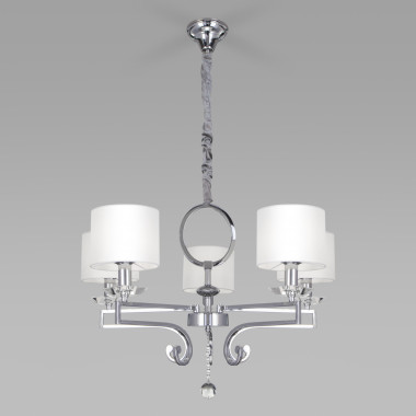Подвесная люстра с тканевыми абажурами 60113/5 хром — Multielectrika