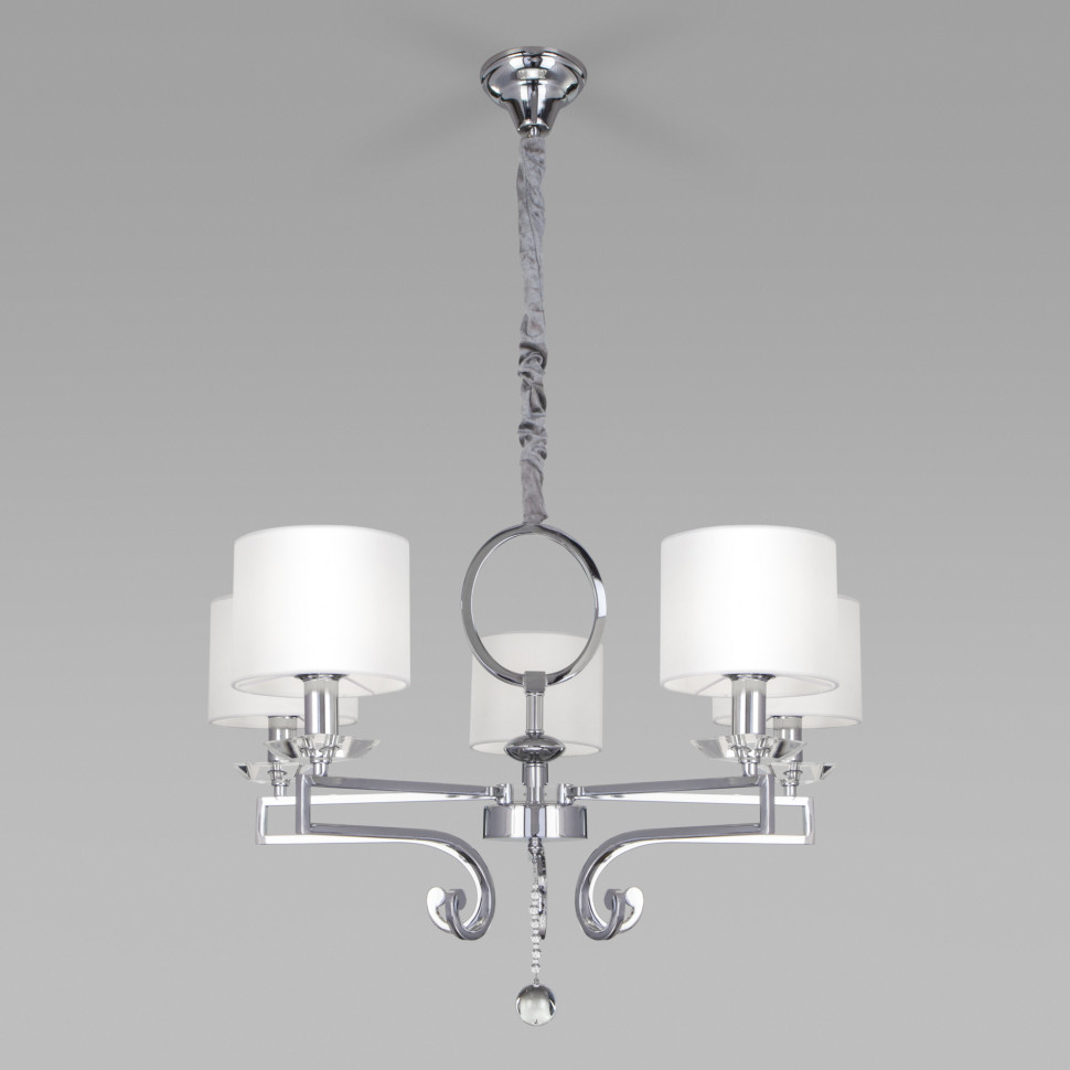 Подвесная люстра с тканевыми абажурами 60113/5 хром фото 1 — Multielectrika