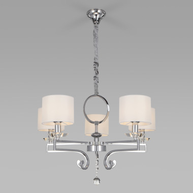 Подвесная люстра с тканевыми абажурами 60113/5 хром — Multielectrika