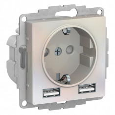 Розетка силовая+USB Schneider Electric Atlas Design жемчуг &mdash; Multielectrika