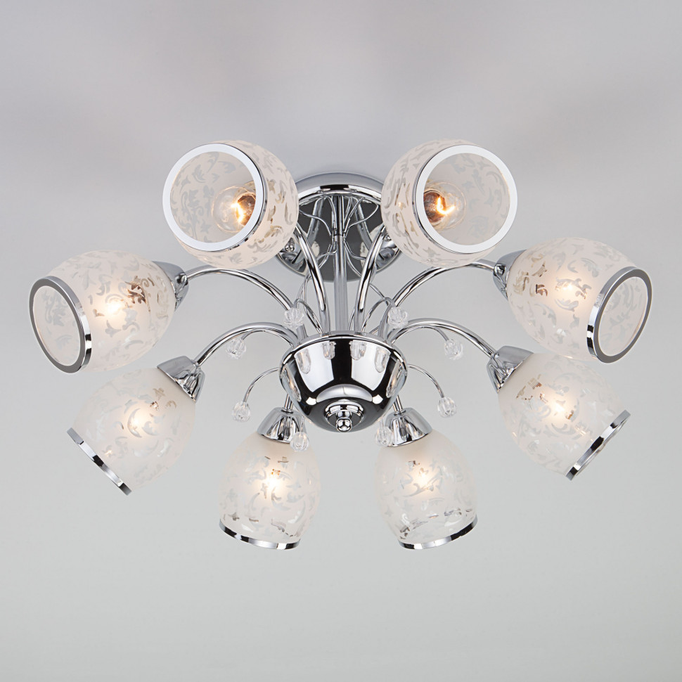 Потолочная люстра со стеклянными плафонами 30026/8 хром фото 1 &mdash; Multielectrika