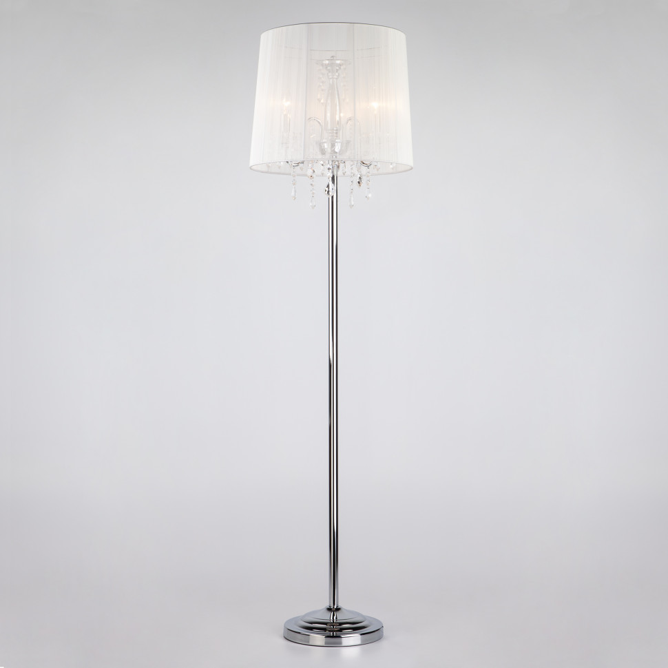 Торшер с прозрачным абажуром 2045/3F хром/белый фото 1 — Multielectrika