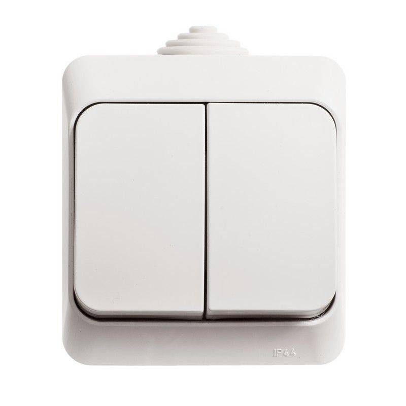 Выключатель двухклавишный 10АХ IP44 белый Schneider Electric Этюд BA10-042B фото 1 — Multielectrika
