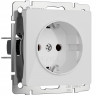 Розетка с заземлением и шторками (белый акрил) W1171141