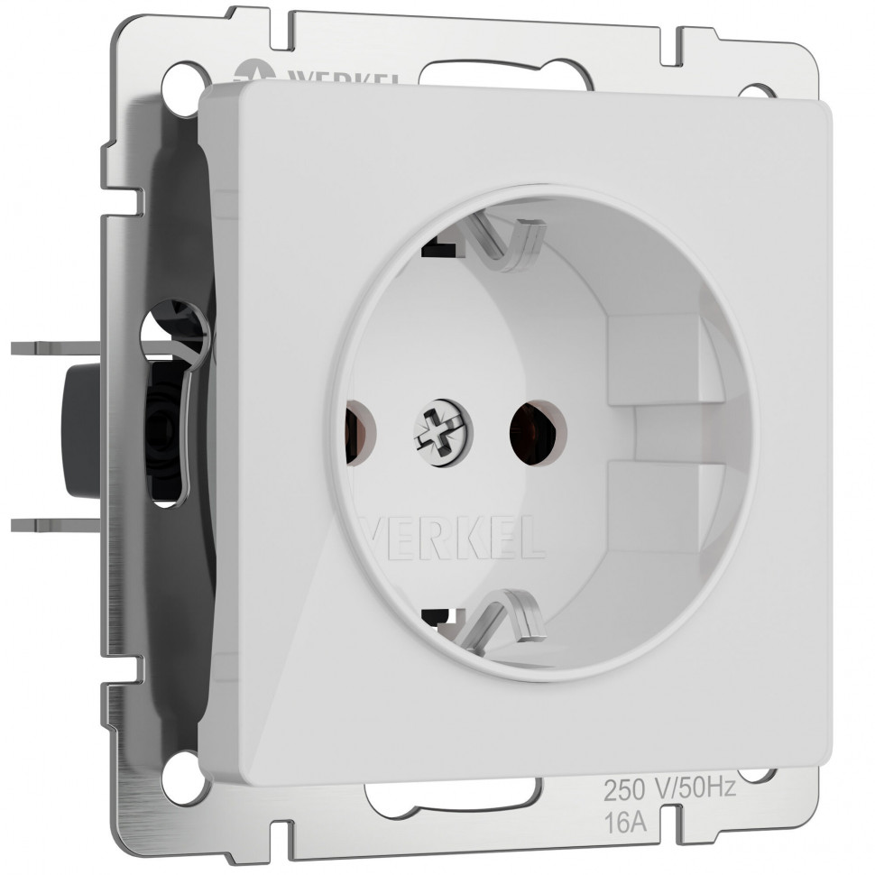 Розетка с заземлением и шторками (белый акрил) W1171141 фото 1 &mdash; Multielectrika