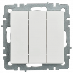 Выключатель трехклавишный 10А IEK Brite ВС10-3-0-БрБ белый &mdash; Multielectrika