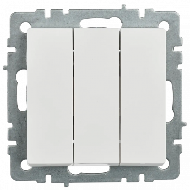 Выключатель трехклавишный 10А IEK Brite ВС10-3-0-БрБ белый — Multielectrika