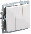 Выключатель трехклавишный 10А IEK Brite ВС10-3-0-БрБ белый фото 1 — Multielectrika