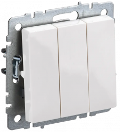 Выключатель трехклавишный 10А IEK Brite ВС10-3-0-БрБ белый &mdash; Multielectrika