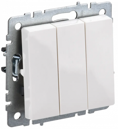 Выключатель трехклавишный 10А IEK Brite ВС10-3-0-БрБ белый — Multielectrika
