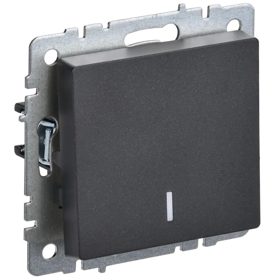 Выключатель одноклавишный проходной с индикацией 10А IEK Brite ВС10-1-7-БрЧ черный фото 1 — Multielectrika