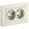 Розетка двойная с заземлением с защитными шторками 16А в сборе IEK Brite РСш12-3-БрКр бежевая