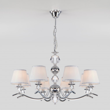 Подвесная люстра с тканевыми абажурами 60097/8 хром — Multielectrika