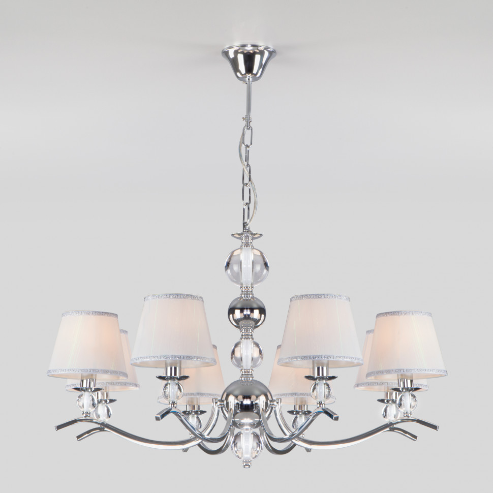 Подвесная люстра с тканевыми абажурами 60097/8 хром фото 1 — Multielectrika
