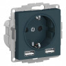 Розетка силовая+USB Schneider Electric Atlas Design изумруд
