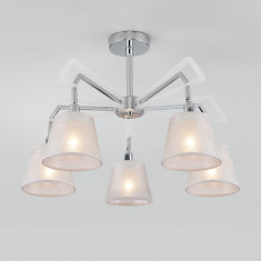 Потолочная люстра с тканевыми абажурами 60082/5 хром &mdash; Multielectrika