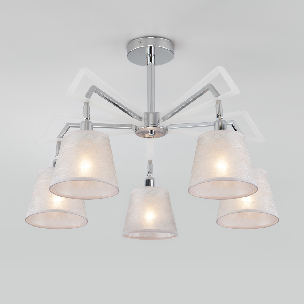 Потолочная люстра с тканевыми абажурами 60082/5 хром фото 1 &mdash; Multielectrika