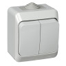 Выключатель двухклавишный 10АХ IP44 серый Schneider Electric Этюд BA10-042C