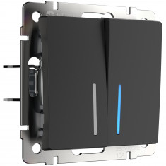 Выключатель двухклавишный с подсветкой (черный матовый) W1120108 &mdash; Multielectrika