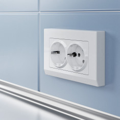 Рамка из поликарбоната для двойной розетки Stark белый W0081801 &mdash; Multielectrika