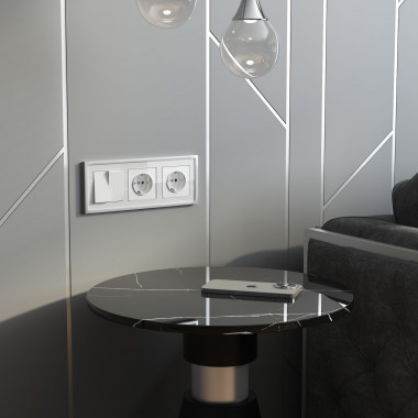 Розетка с заземлением (белый акрил) W1171041 &mdash; Multielectrika