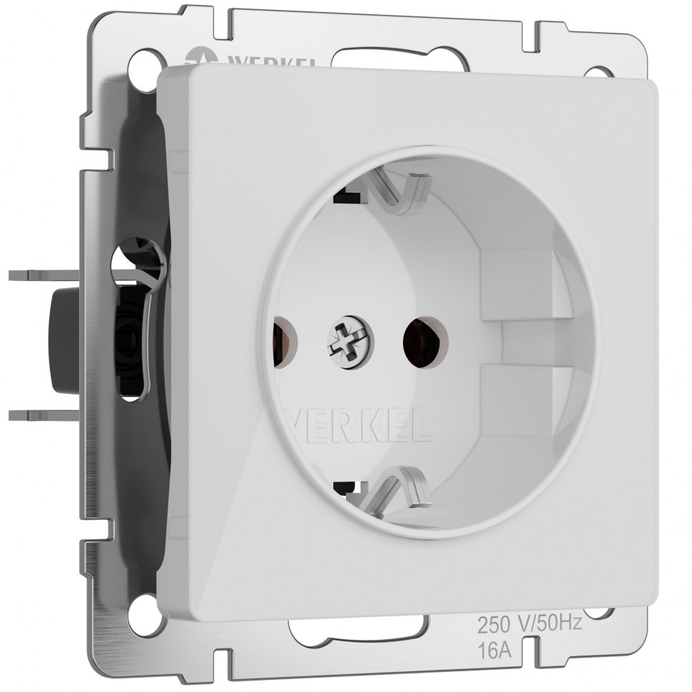Розетка с заземлением (белый акрил) W1171041 фото 1 &mdash; Multielectrika