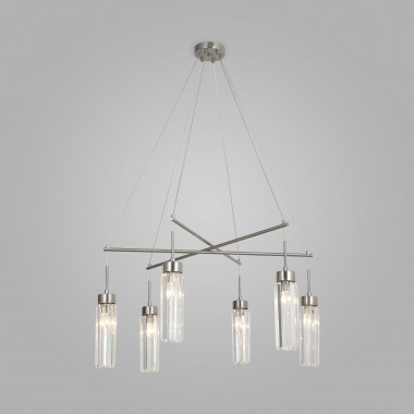 Умная подвесная люстра с хрусталем 60163/6 никель — Multielectrika